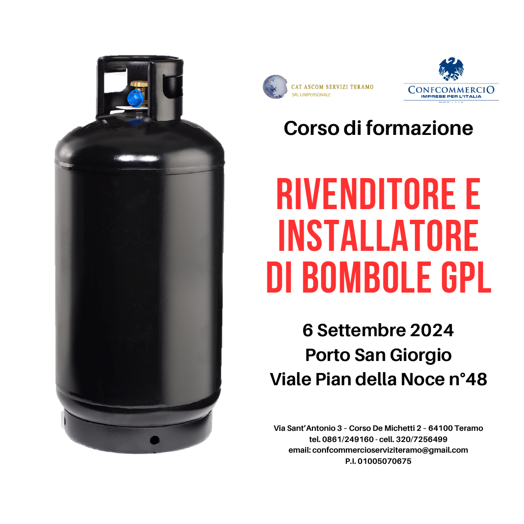 Corso di formazione per “installatori e rivenditori di bombole di GPL” 06 SETTEMBRE 2024