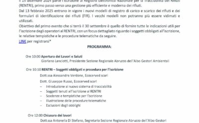 Nuovo sistema di tracciabilità dei rifiuti – RENTRI – 30 settembre 2024