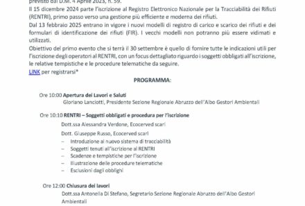 Nuovo sistema di tracciabilità dei rifiuti – RENTRI – 30 settembre 2024