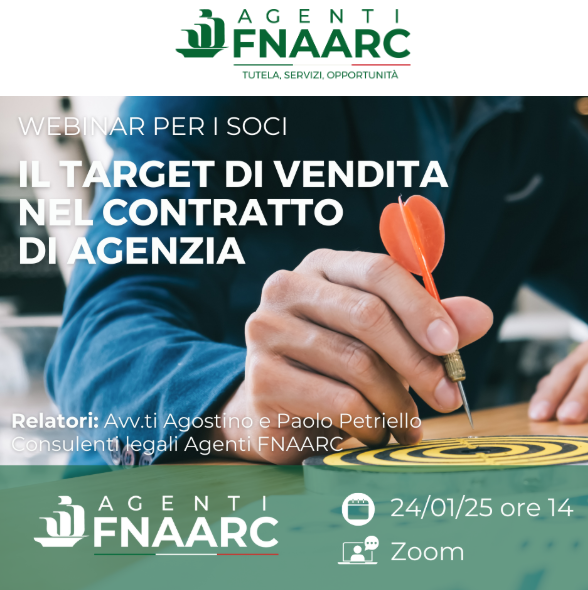 Reminder – Webinar FNAARC | Il target di vendita nel contratto di agenzia