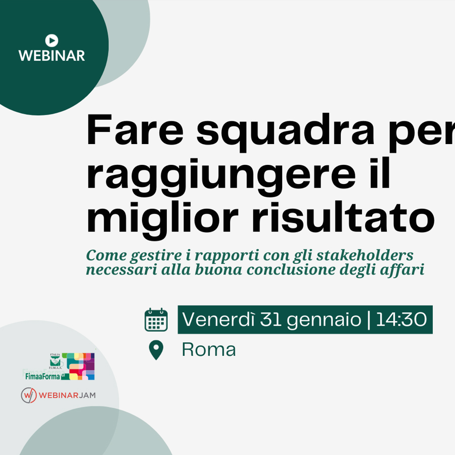 Webinar – Fare squadra per raggiungere il miglior risultato