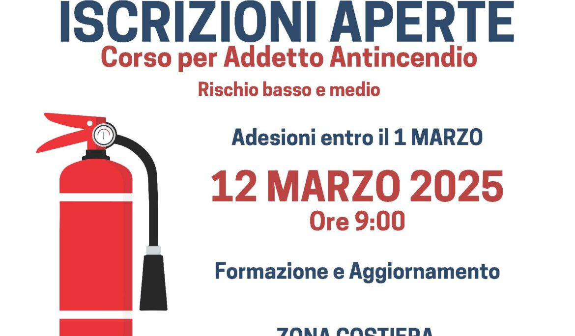 CORSO ADDETTO ANTINCENDIO – 12 marzo 2025