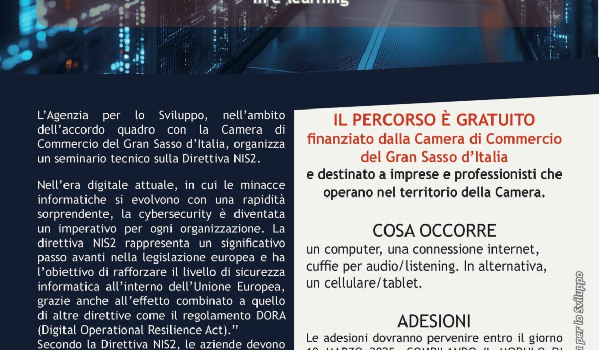 SEMINARIO TECNICO: “Direttiva NIS 2 per il rafforzamento della sicurezza delle informazioni”